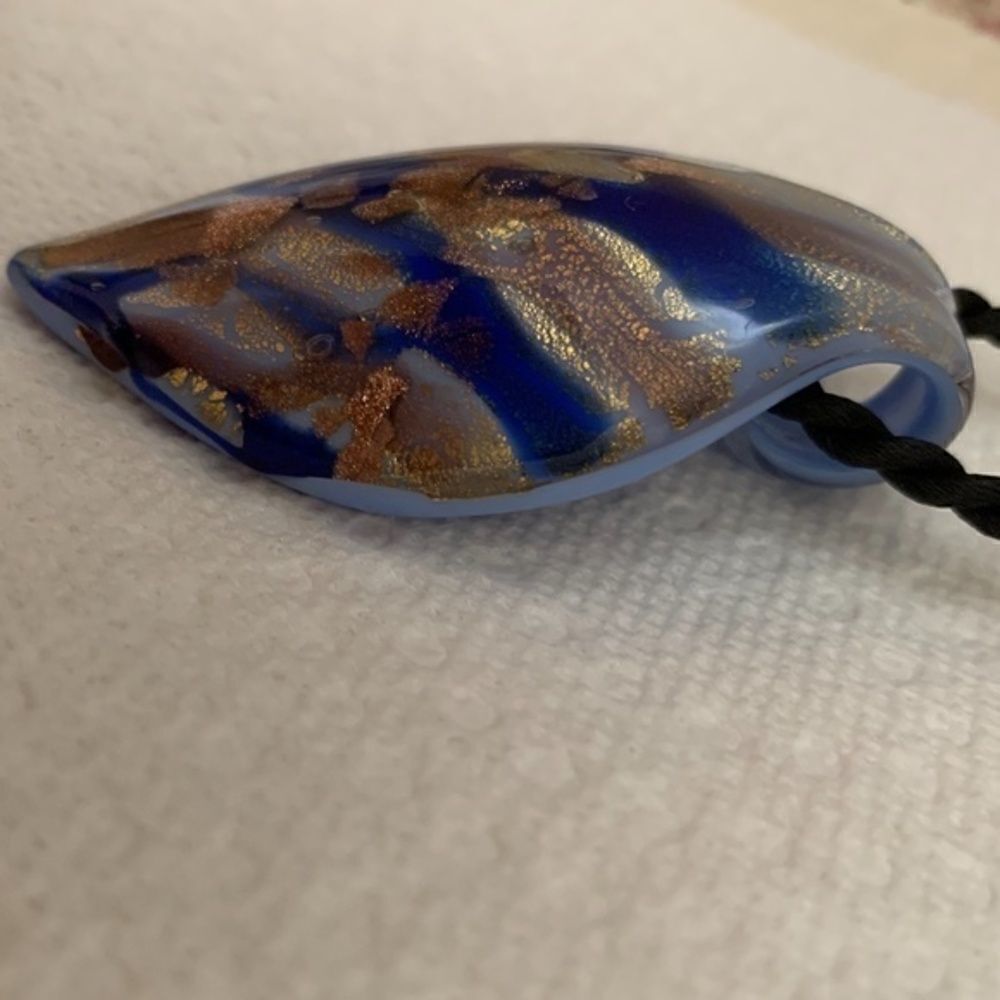 Murano Glass Italian Blue Real Gold Infused Lrg Pendant - Picture 8 of 9